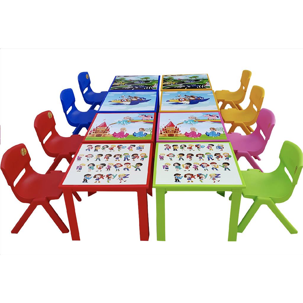 Çocuk Masa Sandalye Takımı Yeşil Alfabe 2S 1-3 Yaş İçin