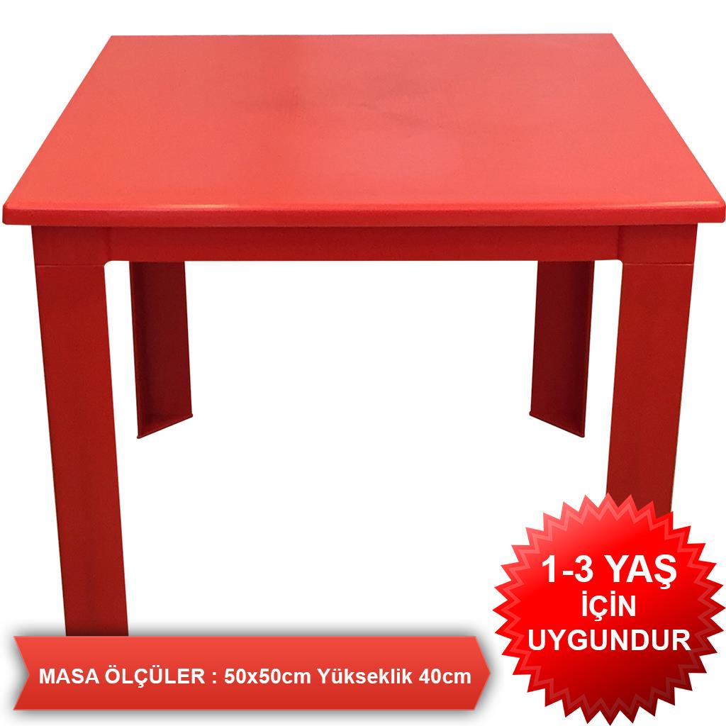 Çocuk Masası Plastik Kırmızı H40 1-3 Yaş İçin