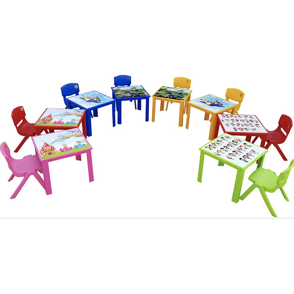 Çocuk Masası Plastik Yeşil Alfabe Resimli H40 1-3 Yaş İçin
